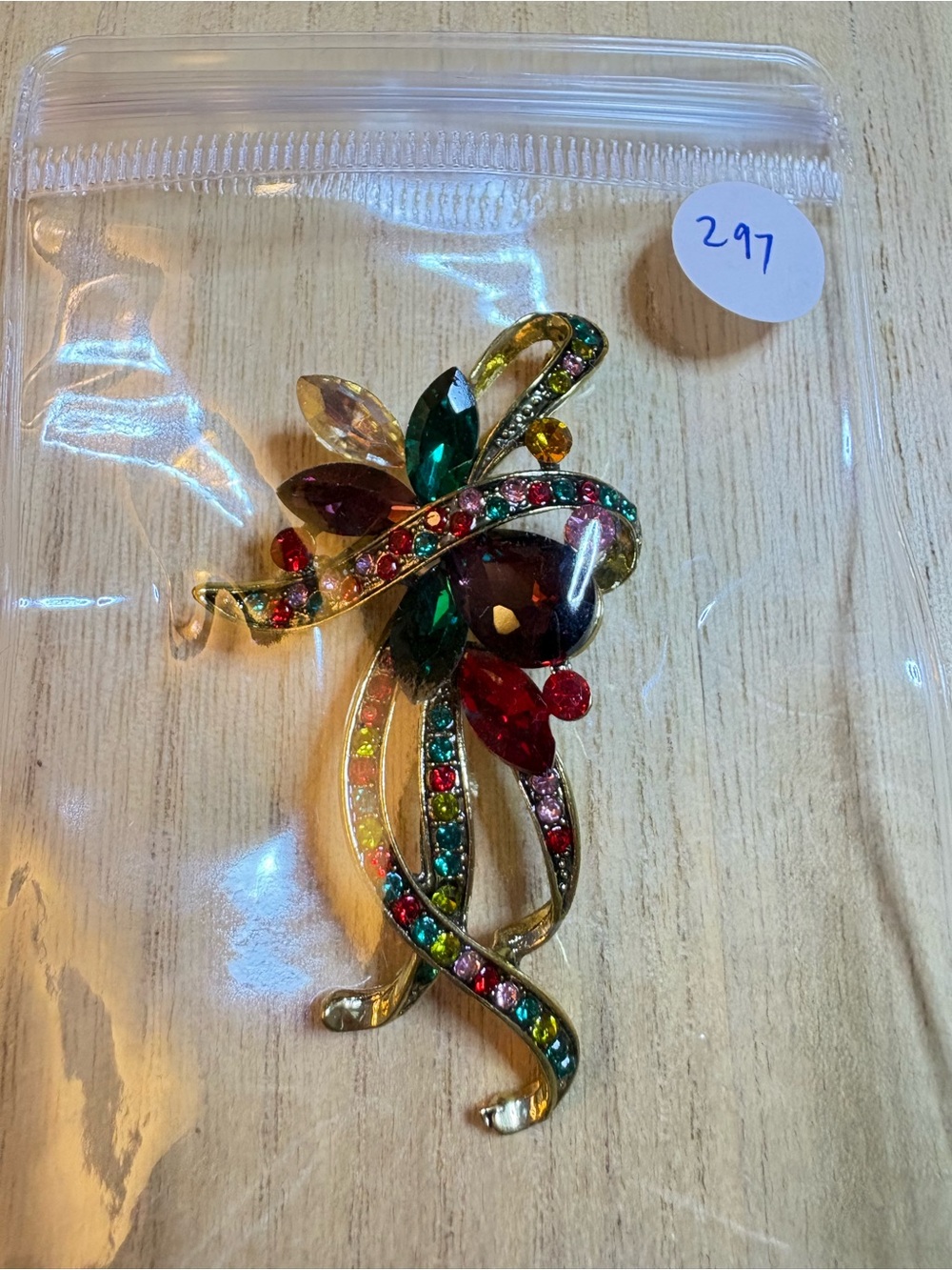Multicolor Rhinestone Flower Brooch - Picture 5 of 5